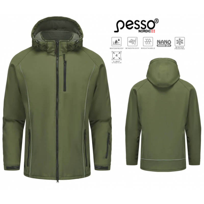 Jaka pārklāta ar mīkstu PU pamatni Pesso Otava, zaļa