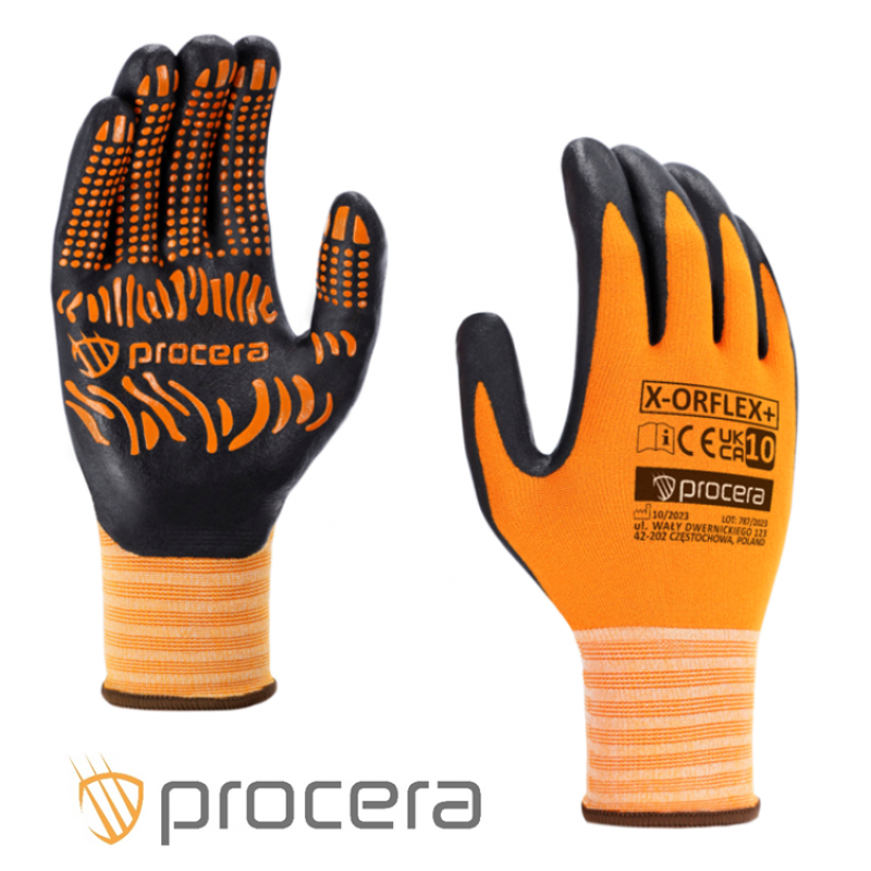 Punktoti nitrila pārklajuma cimdi ORFLEX PROCERA