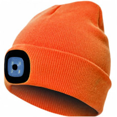 Cepure Pesso ar LED spuldzi, uzlādējama USB, oranža