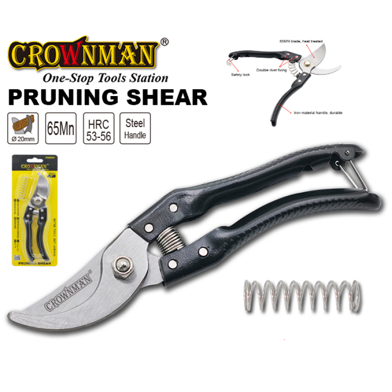 Dārza Šķēres 200 mm dzelzs rokturis 65Mn  CROWNMAN