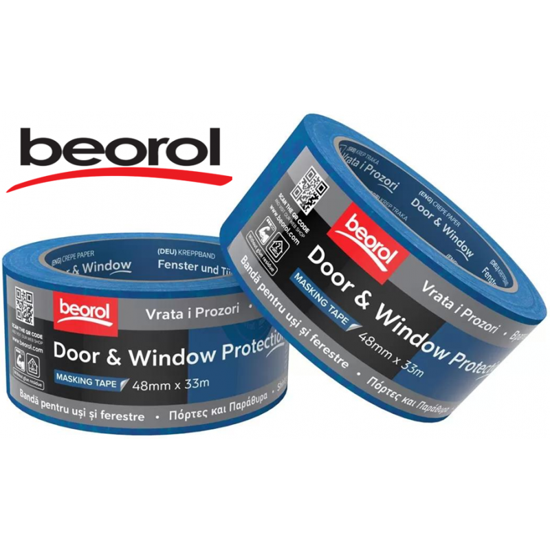 Krāsotāju lenta Door & Window protection 48mm x 33m BEOROL (Serbija)