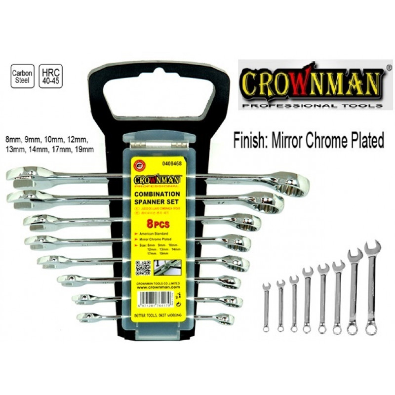 Kombinēto atslēgu komplekts 8gb 8-19 mm CROWNMAN