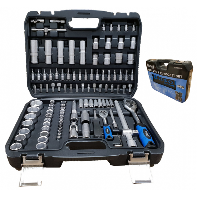 Instrumentu komplekts 6.3 mm (1/4") + 12.5 mm (1/2")  108 vienības BASSOL GERMANY