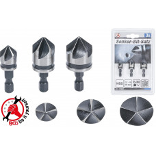 Taper drills / cutters HSS 6.3 mm (1/4 ") 12 - 16 - 19 mm 3pcs