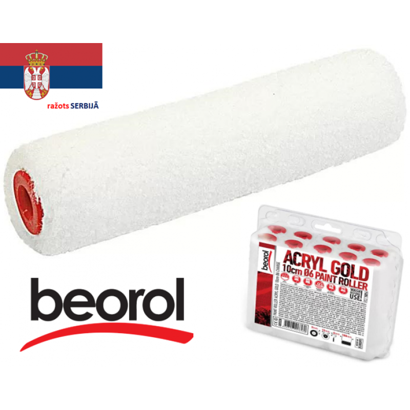 Mazie krāsu rullīši  10gb Acryl Gold 10cm Ø6  BEOROL (Serbija)