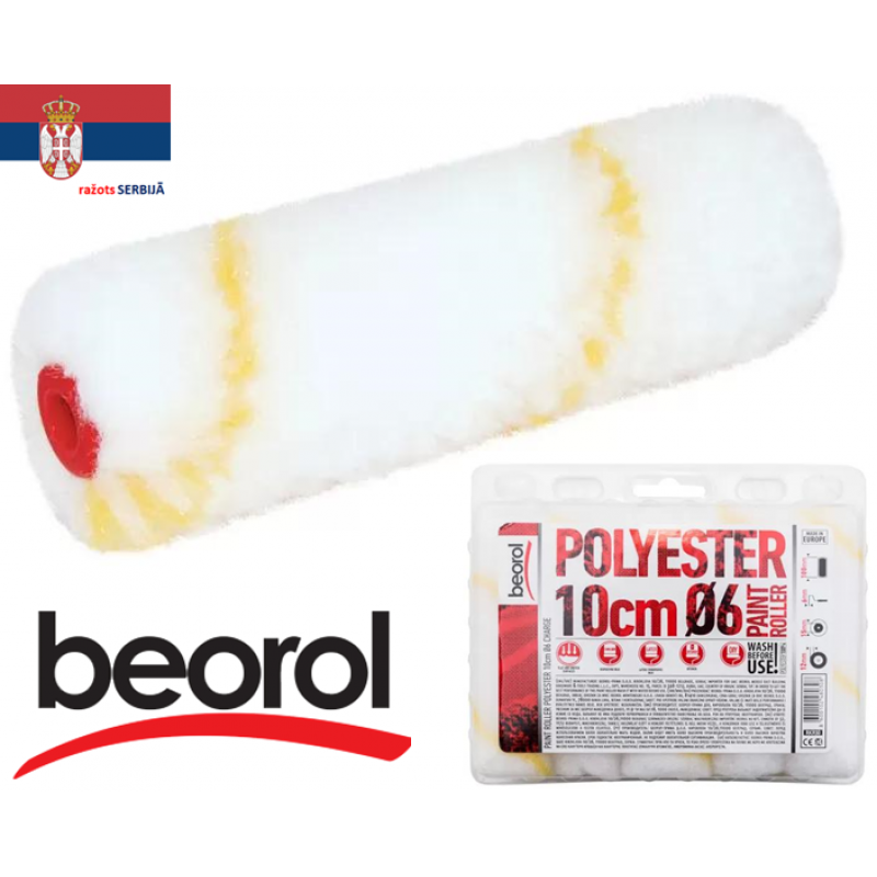 Mazi krāsas rullīši 10gb POLYESTER 10cm Ø6 BEOROL (Serbija)