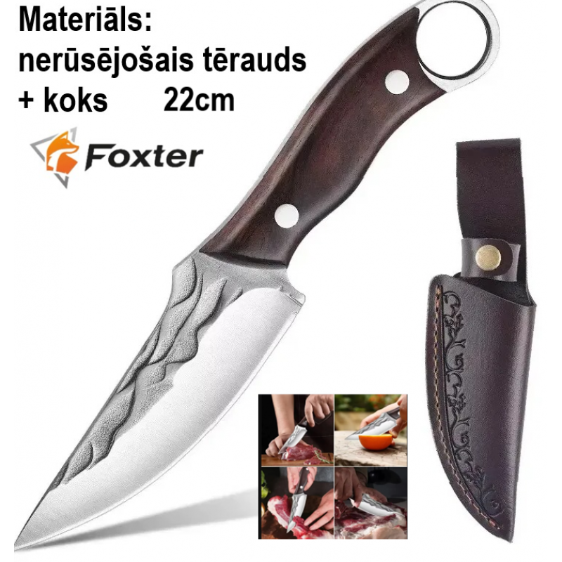 Medību virtuves šefpavāra nazis universāls ar maksti , ass, 22 cm  FOXTER