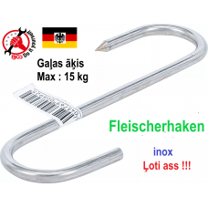 Miesnieka gaļas āķis 100mm d4,5mm (24gr)  MAX:15kg nerūsējošs metāls (Vācija)