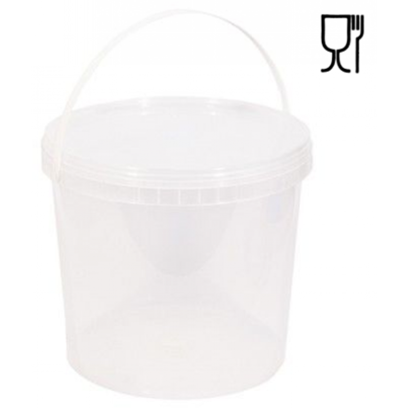 Trauks plastmasas pārtikai ar vāku 5 litri apaļš dzidrs