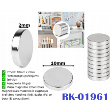 Apaļi magnēti neodīma 10x2mm 10gb