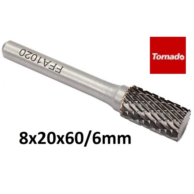 Cilindriskā volframa raspa ¤ 8x20x60/6mm 