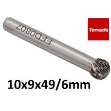 Spherical tungsten rasp ¤ 10x 9x49 / 6mm D