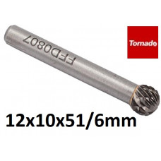 Spherical tungsten rasp ¤ 12x10x51 / 6mm