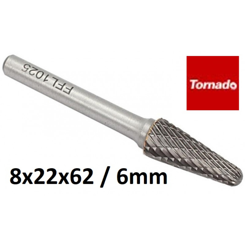 Oval cut tungsten rasp ¤ 8x22x62 / 6mm